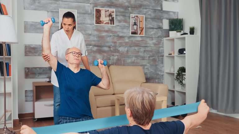 Nurse and senior patients