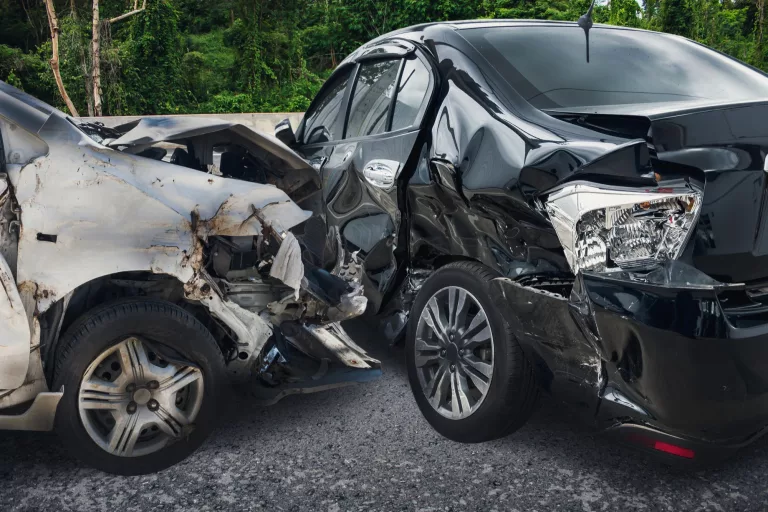 A serious car accident collision happened on highway.